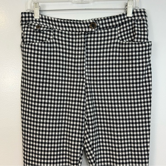 Anthropolgie Essential Crop Gingham Cuffed Pants Black/White Size 6 - Picture 2 of 9